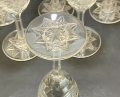 6 Val St (Saint) Lambert Clear Cut Cordial Wine Glass Goblets – Cane, Arch, Fan