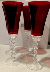4 Gemstone MIKASA Czech Crystal Champagne Flutes, Hand Blown,Tall Elegant New