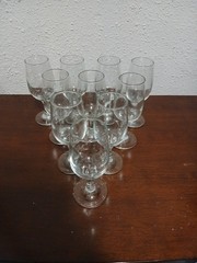 Set Of 10 Clear Glass Wine Goblets 6″ Tall
