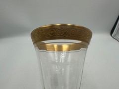 Vintage Tiffin Franciscan Crystal Goblet Minton Stem 14196 Gold Scroll Band