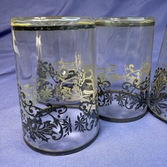 Rockwell Sterling Silver Overlay Glass Juice Tumblers 3.75″ MCM Floral Set 6
