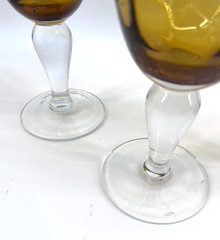 Beveled Goblets Amber Gold Stemmed Wine Glass Set of 4 MCM – Artland? 7.6″ tall