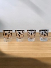 Vintage Dorothy Thorpe Style Silver Overlay Polka Dot Shot Glasses Set of 4 MCM