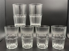6 Libbey Crisa Clear 8 Panel Tumblers – 12 Ounces – EX!