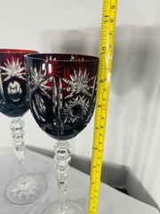 Deep Ruby RED Wine Stems Pair Crystal Karl Klokotschnik Zwiesel Germany 9.75in