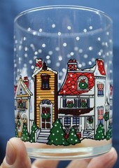 Set of 4 Vtg Tumblers Christmas Village Old Fashion 6 Luminarc DArques Dublin 19