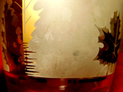 Libbey Highball~Frosted Maple Leaves Glass Ice Bucket & Matching Water Glass
