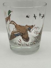 Libbey Mallard Ducks Whiskey Low Ball Cocktail Glass Vintage 1970s