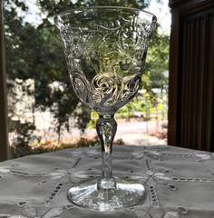 CORBETT STOURBRIDGE ROCK CRYSTAL WINE GLASSES (7) WILLIAM KNY C.1897-1910
