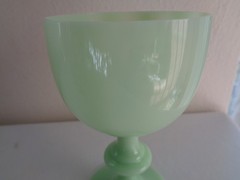Rare Antique Portieux Vallerysthal Jade Green Opaline Uranium Glass Cordial Stem