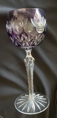 Florderis by AJKA Purple Amethyst Hock Wine Glass Floral Crystal Clear Cut
