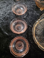 14pc Vintage Pink Depression Glass Set (Hazel-Atlas Royal Lace)