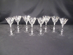 Cambridge Glass Rose Point Liqour Cocktail Glasses Stem 3121 Set of 8