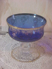 6 Stunning Italian Glasses 24k Gold Royal Blue & Gold Cobalt Stemware 4” Read