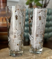 2 Atomic MCM Healthways Nautilus Aquatic Fitness Gold Textured Tumblers Glasses