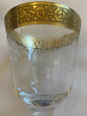 Vtg Port Glasses W/Gold Trim on Rim & Outline of Base & Lace &Plants Etch Lt 10