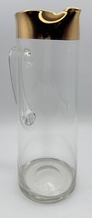 Golden By Autra Cocktail Pitcher Plated Gold Rim Glass Barware MCM 48 oz