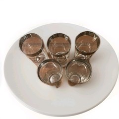 5 Dorothy Thorpe Silver Rim Highball Glasses Scroll C Monogram MCM Vintage 6Os