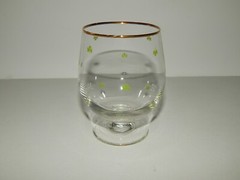 1 Irish Snifter Brandy Glass, Clover, Shamrocks Pattern Gold Trim, VINTAGE