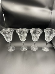 Set of 4 Water Stemware Beautiful Etched Pattern