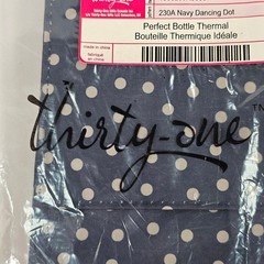 New Thirty-One Perfect Bottle Thermal Navy Dancing Dot Polka Dot Insulated Bag