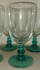 Set(4) Cristal D’Arques-Durand COUNTRY MANOR TURQUOISE Water Goblet 14oz Glasses