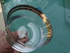 Unknown Maker UNK4693 Blown Clear Glass Platinum Gold Band Tall Champagne VGUC