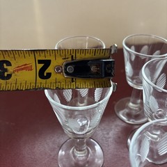 Vintage 3.5” Etched Stemmed Liqueur Glasses “ripple Chip” Design Set Of 8 France