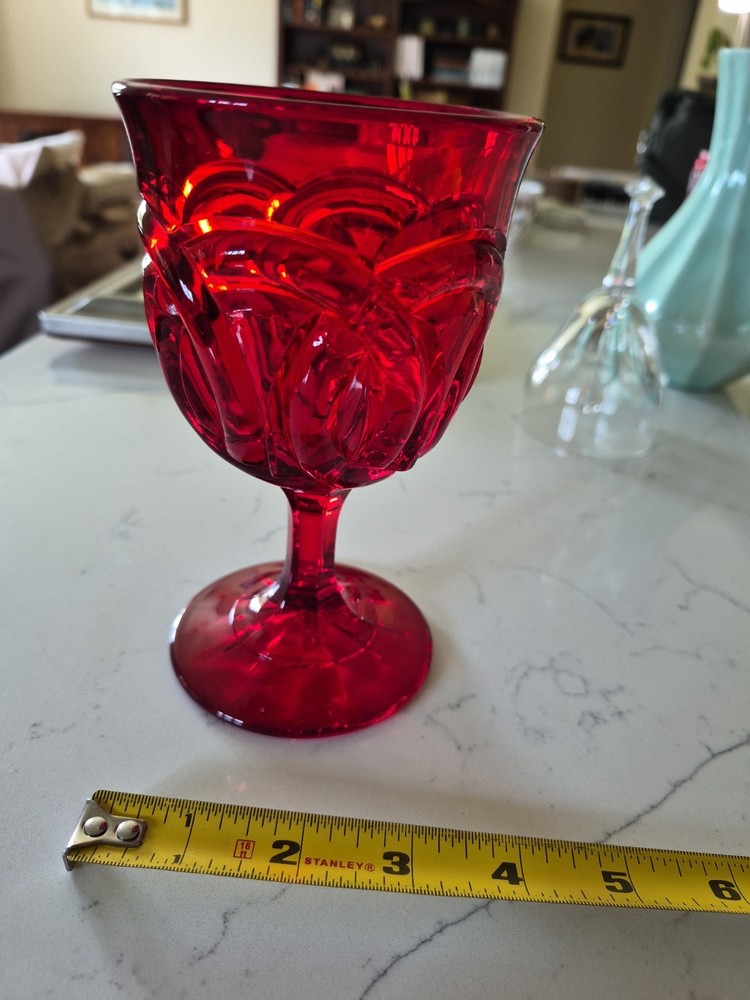 Rare Double Ring Ruby by WRIGHT GLASS – Water Goblet