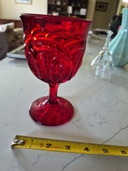 Rare Double Ring Ruby by WRIGHT GLASS – Water Goblet