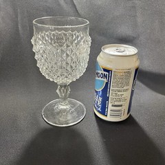 2 Antique Wine Goblets EAPG 1860s Boston & Sandwich Diamond Point / Sawtooth