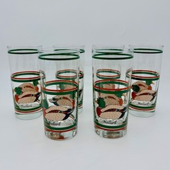 Vintage Libbey Mallard Duck Collectible Highball Glasses Set/6 1970’s Green /Tan