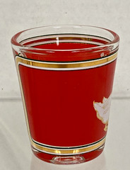 Culver Holly Christmas Geese Shot Glass Whiskey Jigger 22K Gold Decor 2 1/2″