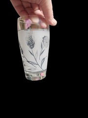 Vintage MCM 1960’s Set Of 6 Libbey 5.25” Silver WheatFrosted 12oz Glass Tumblers