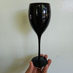 Black Art Glass Elegance 9.25” Tall Stem Wine Glass