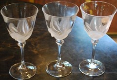 Vtg Set 3 FLORENCE Cristal d’Arques-Durand WATER GOBLETS GLASSES Frosted Petals