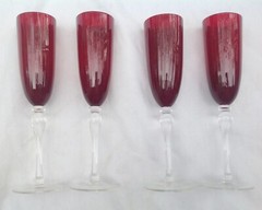 Artland Ruby Red Tall Flute Champagne Glasses, Set of Six, 7 oz. Size