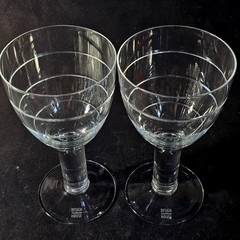 DESIGN HOUSE STOCKHOLM WATER WINE GLASSES, Cut Lead Crystal, 16 oz, SWEDEN, 2PC