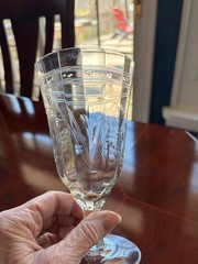 VINTAGE SET OF THREE CRYSTAL WHEEL CUT FOOTED ICED BEVERAGE GLASSES 6-1-4″