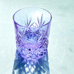 Modern Crystal 7oz Japanese Style Whisky Glass Engraved Purple Crystal Glass