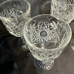 Libbey Hobstar glass water goblets set of 5 Stemware barware wine glasses