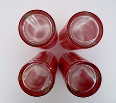 Boho Culver Glass 1960s Red Gold High Ball Set 4 Mid Century Thai Hindu Goddess
