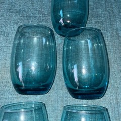 Aqua Blue Glass Tumblers Glasses (5) LIBBEY