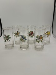 Set Of 6 Vintage. Bird Glasses Gold Trim Beautiful Color