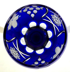 Single NACHTMANN TRAUBE Tall Hock Wine 8 1/4″ Cobalt Blue Cut to Clear Crystal