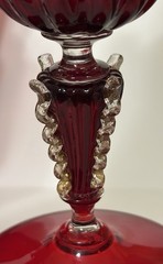 6 Salviati Venetian Italian Art Glass Large Water Goblets With Gold Decoration