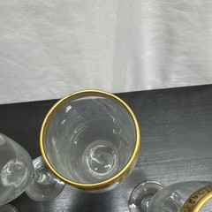 4 Vtg Crystal Glass Champagne Wine Elegant Stemware Stem Glasses Gold Encrusted
