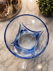 Set of 8 Heavy Blue Tint Rocks Glasses 3¾” Old Fashioned Tumblers 325g Each