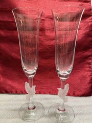 GORHAM AMORE WEDDING DOVES Crystal Toasting Champ. Flutes set of 2 NWT, No Box