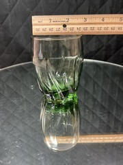 Set Of 4 Fern Green Vtg Anchor Hocking Central Park Starfire Rocks Glasses